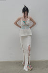 SWAYING/KNIT Beaded Embroidered Bikini Top SW22SST88 Pink/White